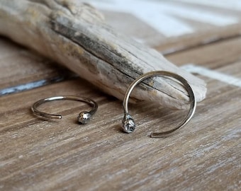 Open Hoops, Oxidized Silver Earrings, Hammered, Small Hoops, Rustic, Sterling Silver, Distressed, 18 gauge or 20 gauge