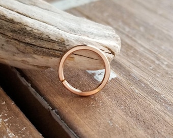 Rose Gold Nose Ring, 18 gauge Endless Hoop, Seamless, Hammered, 14k Rose Gold Filled, Body Jewelry, Artisan