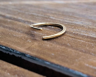 Gold Nose Ring, 18 gauge Endless Hoop, 14k Gold Filled Earring, Cartilage, Helix Piercing, Nose Ring, Hammered Hoop