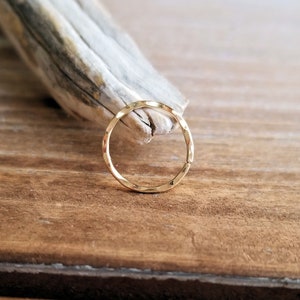 20g Dainty Nose Ring, Endless Hoop, Cartilage Earring, Textured, Argentium Silver, 14k Gold Filled Yellow or Rose Artisan Jewelry image 4