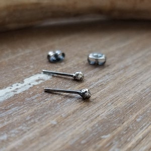 Ball Stud Earrings, Oxidized Sterling Silver Earrings, Nugget Studs, Rustic Earrings, Antiqued Silver, Tiny Dot Earrings, Minimalist image 5