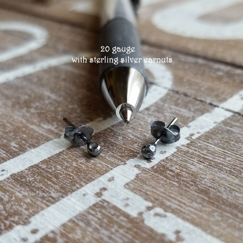 Oxidized Sterling Silver Earrings Ball Stud Posts Simple Open Hoops Gunmetal or Antiqued Distressed Minimalist Artisan Rustic Hoops