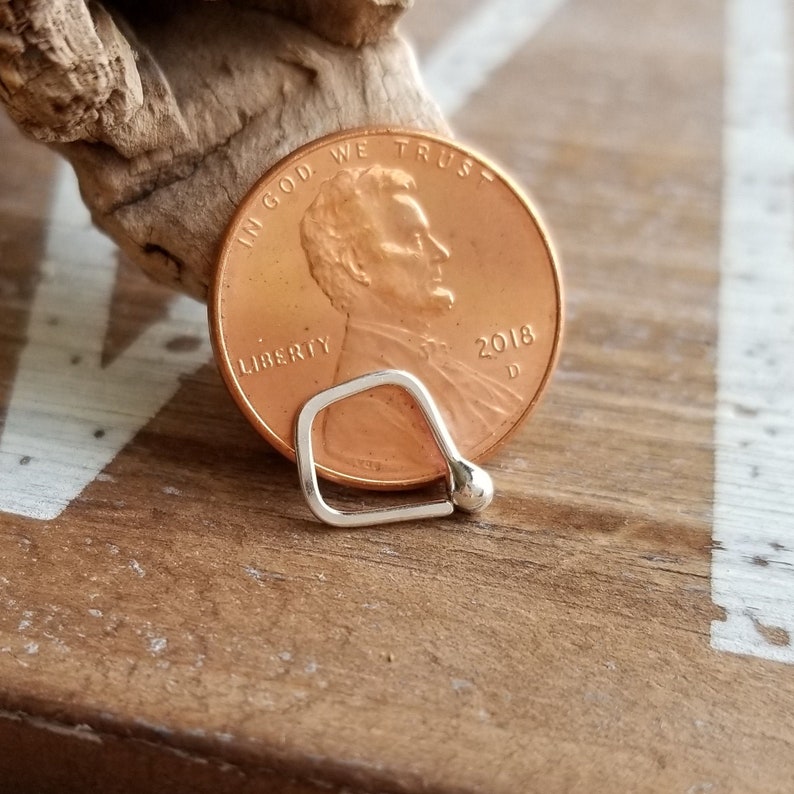 Tiny Hoop Earring, Super Tiny Kite, Argentium Silver Ball Hoop, 20g, Hammered, Simple, Dainty, Lobe, Helix, Daith, Cartilage image 1