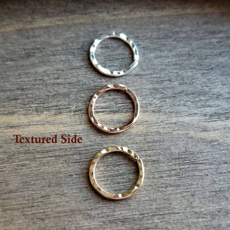 Hammered Textured Nose Ring, Endless Hoop, Cartilage Earring, 18 gauge Argentium Silver or 14k Gold Filled Yellow or Rose, Artisan Jewelry image 5