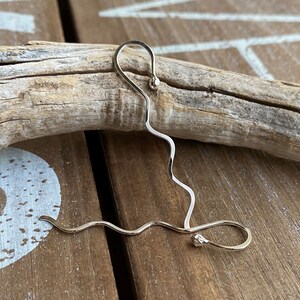 Wavy Hoops, Sterling Silver Threaders, Long Earrings, Hammered, Extra Long Earrings, Minimalist, Choice of finish and gauge image 3