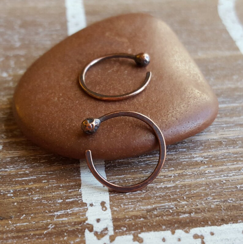 18 gauge Copper Hoops Hammered Earrings Open Hoops Choice Etsy
