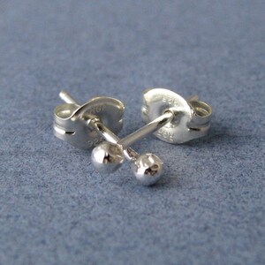 Sterling Silver Studs, Tiny Ball Post Earrings, Rustic Bud Studs, Minimalist, Cartilage, Earlobe image 8