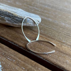 Small Silver Hoops, Arc Earrings, Sterling Silver, Open Hoops, Threader Earrings, Hammered Hoops, Minimalist Earrings, 3/4 long image 5