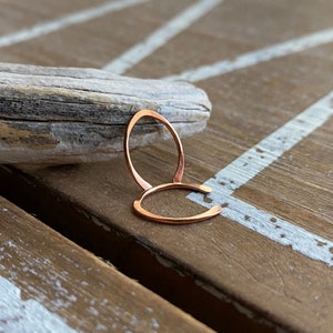 Copper Hoop Earrings, Tiny Copper Hoops, Open Hoops, Hammered Earrings, Arc Hoops, Horseshoe Earrings, 18g or 20g image 3