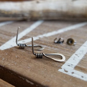 Sterling Silver Post Earrings, Teardrop, Tiny Studs, Rustic Earrings, Oxidized Silver, Hammered, Choice of Finish image 7