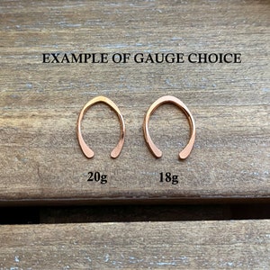 Copper Hoop Earrings, Tiny Copper Hoops, Open Hoops, Hammered Earrings, Arc Hoops, Horseshoe Earrings, 18g or 20g image 5