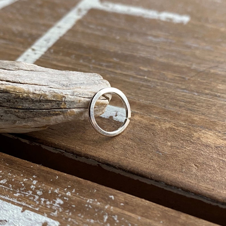 Silver Nose Ring, Endless Hoop, Cartilage Earring, Argentium Silver, 18 gauge, Hammered Earring, Choice of size image 1