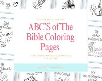 Kleurboek ABC-bijbel: christelijk alfabet leeractiviteit pdf afdrukbare homeschool-zondagsschoolwerkbladen