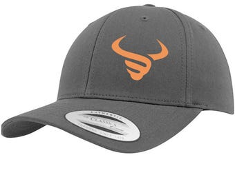 BISON Skull Logo Snapback Cap: Curved Brim Baseball Hat