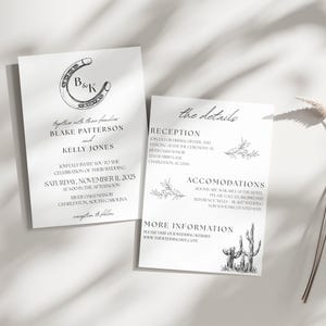 Editable Western Wedding Invitation Suite Template Rustic Wedding Invitation Country Wedding Invitation Minimalist Cowboy Wedding Ideas
