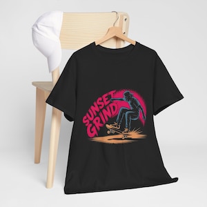 Sunset Grind Skateboarding T-Shirt: Retro Skater Graphic Tee