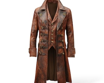 ハンドメイド スチームパンク レザー トレンチコート | ビクトリアン