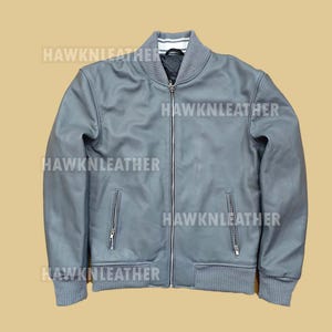 Men’s Grey Cafe Racer Leather Jacket – Vintage Biker Motorcycle Fashion Coat – Slim Fit Moto Style Genuine Leather Outerwear
