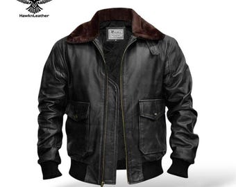 1960s USA USN G-1 Vintage Brown Leather Flight Bomber Jacket