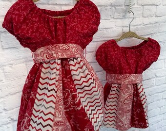 Red Print Peasant Dress