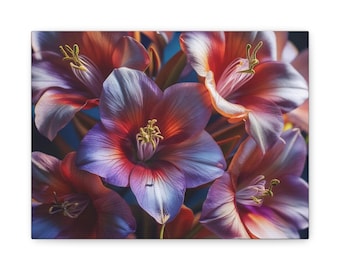 Lebendige Blumen Leinwand Kunst, bunte Wanddekoration, Wohnkultur, Blumen Kunstwerk, Geschenk für Naturliebhaber, Wohnzimmer Dekoration