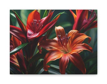 Lebendige Blumen Leinwand Wandkunst, Wohndekor, Blumendruck, Geschenk für Gartenliebhaber, moderne Wandkunst, Wohnzimmer Dekor