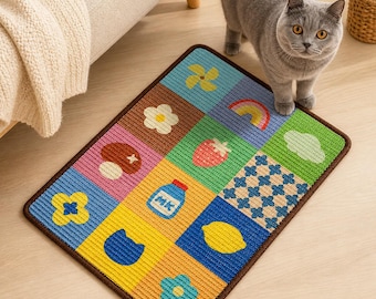 Tapete arranhador colorido de sisal para gatos, almofada arranhadora de parede, arranhador autoadesivo para gatos, protetor de sofá, almofada de escalada durável para gatos