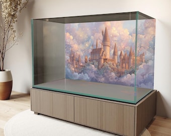 Magische Hogwarts-stijl kasteelaquariumsticker | Ultra: doorzichtige sticker onderwaterscène – aquariumdecoratie – meerdere maten
