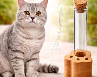 Huisdier snorhaar aandenken buis, houten kat en hond snorhaarhouder, glazen geheugenflacon, huisdier gedenkteken cadeau voor dierenliefhebbers