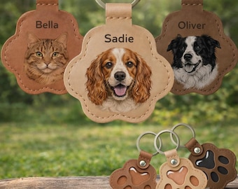 Sleutelhanger huisdierhaar – op maat gemaakte pootvormige aandenken van PU-leer, opbergbedel huisdierbont, herdenkingscadeau hond kat