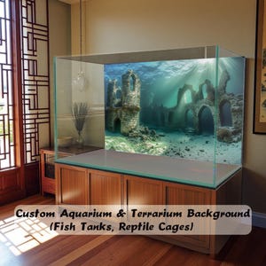 Autocollant de fond pour aquarium et terrarium, décoration de réservoir de reptiles, décalcomanie en vinyle imperméable, plusieurs tailles, ruines sous-marines englouties