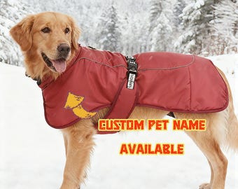 Winter Warm Dog Coat – Waterproof, Windproof, Warm, with Glitter Design,large dog