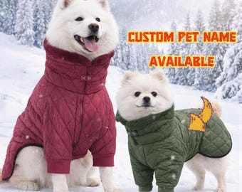 High Neck Dog Winter Coat with Double Front Legs, Padded Windproof Dog Jacket for Medium Large Dogs