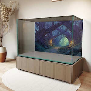 Enchanted Forest Tunnel Aquarium Background Sticker – Waterproof Vinyl Poster – Fish Tank Decoration – Multiple Sizes
