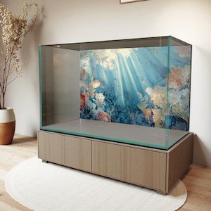 Anime Coral Reef Aquarium Background Sticker – Waterproof Vinyl Poster – Fish Tank Decoration – Multiple Sizes