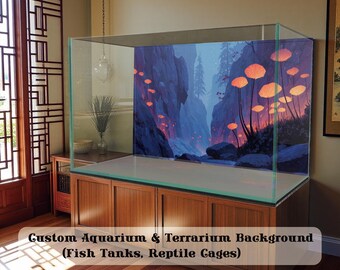 Achtergrondsticker aquariumterrarium – aquarium, hamsterkooi, reptielentank, poppenhuisachtergrond, gloeiende kloofschimmels