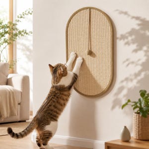 Wall Mounted Sisal Cat Scratching Pad, Self Adhesive Cat Scratch Mat, Durable Sofa Protector, Vertical Cat Scratcher for Walls & Furniture