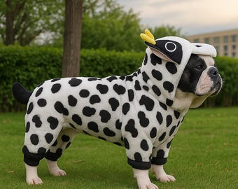 Halloween-koehondenkostuum – grappige warme puppy-outfit voor kleine honden, katten, teddy, bichon – winterkleding voor huisdieren