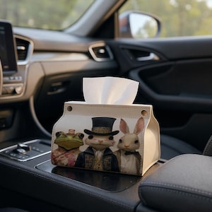 Personalized Leather Car Tissue Box | Animal - Themed Housewarming Gift,Custom Leather Napkin Storage, Car Tissue Box,napkin holder