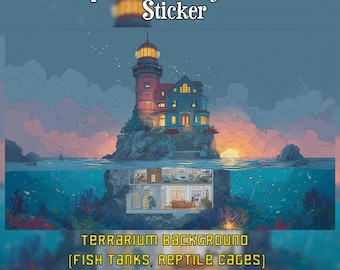 Achtergrondsticker aquariumterrarium – aquarium, hamsterkooi, reptielentank, poppenhuisachtergrond, Split Lighthouse Home
