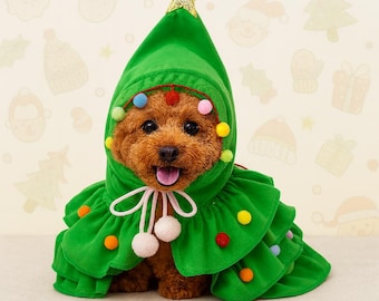 white christmas dresses Handmade Luxury Dog Christmas Tree Costume – Frenchiely main image 1