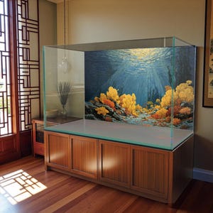 Underwater Coral Reef Aquarium Background Sticker – Waterproof Vinyl Poster – Fish Tank Decoration – Multiple Sizes
