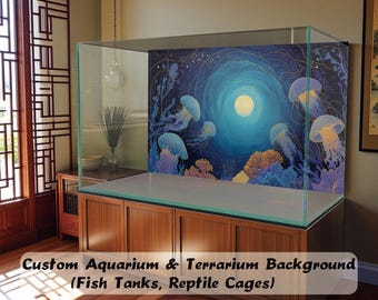 Sticker achtergrond tank, achtergrond aquarium onderwater, sticker aquarium voor aquarium, terrarium, diepblauwe gloed