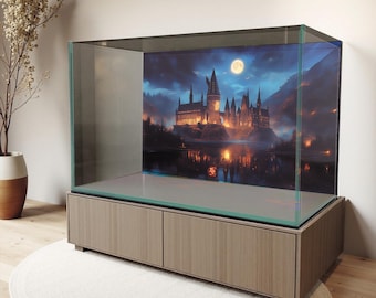 Maanverlichte aquariumsticker Zweinstein | Ultra: doorzichtige sticker onderwaterscène – aquariumdecoratie – meerdere maten