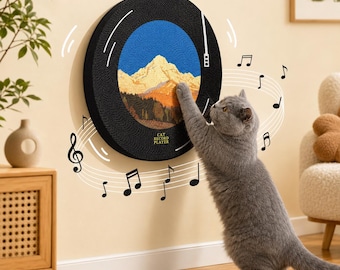 Wall Mounted Cat Scratcher, 360 Rotating Cardboard Cat Scratching Pad, Round Cat Scratch Board for Wall Door Glass Cabinet, Cat Toy