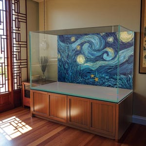 Glowing Jellyfish Deep Sea Aquarium Background Sticker – Waterproof Vinyl Poster – Fish Tank Decoration – Multiple Sizes