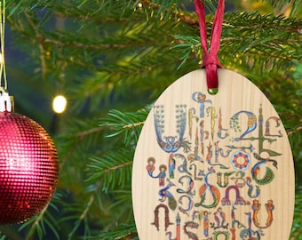 ԱԲԳ Reversible Armenian Alphabet Wood Ornament & Magnet – An Armenian Gift (two in one)