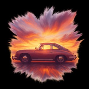 Vintage Porsche 356 Art T-Shirt | Retro Car Tee | Sunset Classic Car Shirt | 80s Vaporwave Auto Aesthetic | Gift for Car Lovers