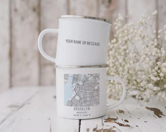 Personalisierte Stadt Karte Tasse: Custom Town Street Print, aus Keramik oder Emaille