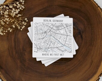 Untersetzer Set Stadt Karte: Sandstein Map Art